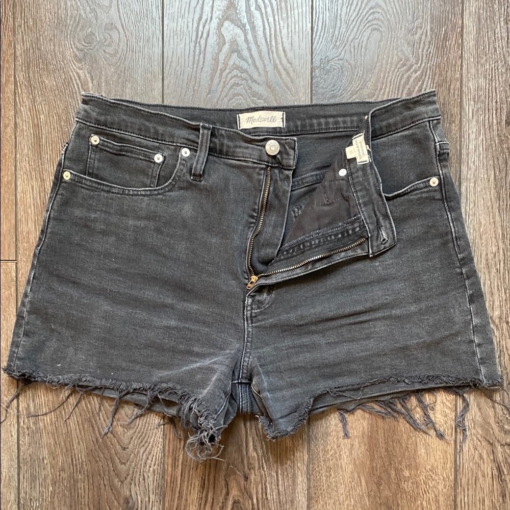 Madewell Black Jean Shorts High-Waisted Distressed